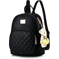 PAGWIN® Girls PU Leather Backpack/School/College/Tution/Coaching Backpack (Black, PG-0032)