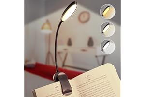 ‎OWWASD owwasd Leselampe Buch Klemme, Klemmlampe mit 10LEDs, 3 Farbtemperatur Modi, Stufenlose Helligkeit Buchlampe, USB Wiederaufladbare Klemmleuchte, 360° Flexibel für Nachtlesen ins Bett, auf Reisen