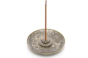 Xinzistar Räucherstäbchen Halter mit Ash Catcher Räuchergefäß Raucherstäbchenhalter Weihrauchbrenner Reucherstabchien Halter für Räucherstäbchen Räucherkegel, Drache und Phönix (Bronze)