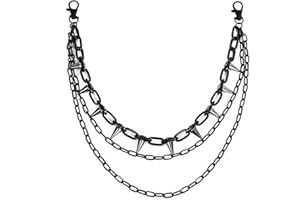 PRYON Jean Chain,Belt Chains Wallet Punk Accessories Pocket Biker Gothic Hip Hop Accessory Belts Black Clothing Unisex Rave Stud Heavy Duty Multi Layers Metal Rivet Dangle,for Men Women Jeans Pants Trousers