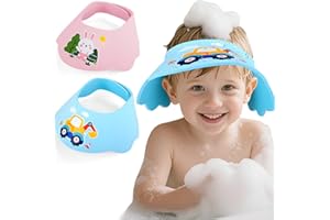MUYOHIX 2 Stück Kinder Duschhaube & Baby Duschhaube, Haarwaschhilfe aus weichem EVA, verstellbar mit Klettverschluss, Kinderschutz beim Haarewaschen - Schutz für Augen, Ohren & Nase (Blau/Rosa)