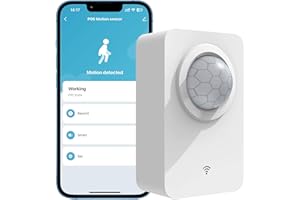 Comboss Sensore di movimento WiFi, sensore di movimento intelligente con staffa staccabile, rilevatore di movimento wireless con batteria e cavo USB-C Dual Power Supply compatibile con app Alexa,