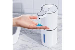 AMYZAVLS Dispenser di sapone automatico, 380 ml, elettrico, a parete, senza contatto, con sensore di movimento a infrarossi, per bagno, cucina, ufficio