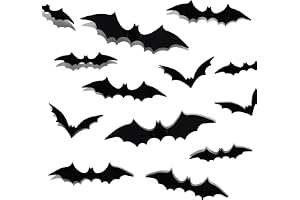Werownsgso 60 stycken halloween 3D fladdermus dekoration, skräck svart fladdermus, fladdermus väggdekaler i 4 olika storlekar, realistisk halloween fladdermus väggdekoration