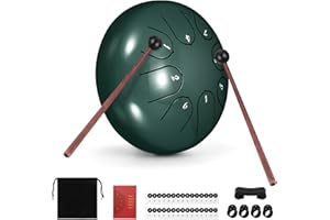 Steel Tongue Drum, SUNJULY 6 Inch 8 Tune Hand Pan Drum Tank Drum With Drumsticks Carrying Bag Percussion Instruments, Tonic Sticker and Travel Bag