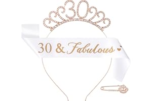 CHTENG Rose Gold Birthday Girl Sash and Tiara Rhinestone Crown Headband for Birthday Party Supplies (30 NUMBER)