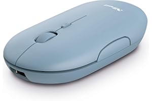 Trust Puck Souris sans Fil Rechargeable, Bluetooth ou 2,4 GHz avec Mini Récepteur USB, Bouton PPP, Ergonomique, Souris Plate Silencieuse pour Ordinateur Portable/PC/Mac/Macbook/Chromebook/iPad - Bleu