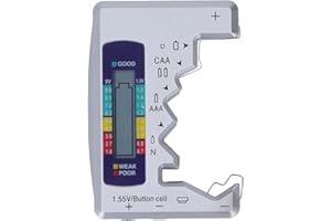 SEAFRONT Testeur de Batterie Numérique LCD Numérique Vérificateur de Batterie Universel Matériau ABS Témoin Lumineux pour Pile 1,5 V 9 V Piles AA AAA C D 9 V Piles Bouton 6F22 1,55 V (Argent)