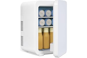 ARTETHYS Mini Fridge for Bedrooms 10L Car Fridge Mini Refrigerator with System Cooler and Warmer for Home Office, 220V AC/12V DC, White