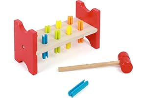 BOMICLSS Wooden Hammer Bench, Montessori Toys for 1 2 3 and 4 Year Old, Developmental Toy Motor Skills Gift for Boys Girls