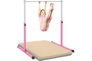 EVERYMILE Gymnastics Bar for Kids Ages 3-15 for Home - Steady Steel Construction, Anti-Slip, Easy to Assemble, 3' to 5' Adjustable Height