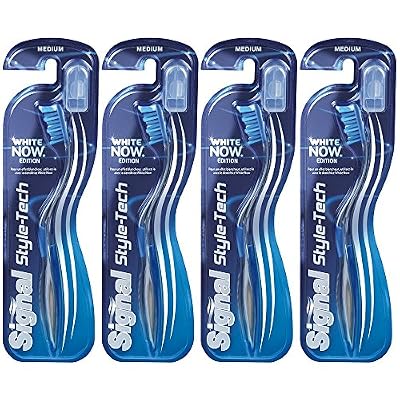 Signal brosse à dents White Now style tech medium - Lot de 4