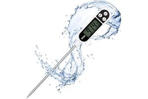 flintronic Thermomètre Cuisine, Thermomètre à Viande Numérique 3 Secondes Haute Précision avec Écran LCD °F/°C Bouton pour Nouriture, Viande, Huile, Lait, Vin, BBQ et Eau Chaude (Piles Non Incluses)
