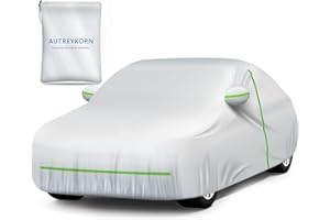 Autreykorn Bâche Voiture Extérieur Imperméable Anti-UV, Anti-Vent et Anti-poussière avec Fermeture Éclair Latérale, Housse pour Voiture 510 x 190 x 150 cm Berlines de Taille Moyenne et Grande Taille