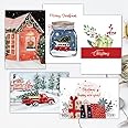anujarusiya Christmas Greeting cards pack of 5 | 8 gift tags | digital print of Cheerful holiday elements watercolor illustrations | Made on Imported Paper | Each card comes in a Red Envelope | 4"X6"