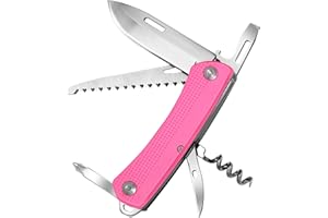 ZIMAIC Navaja Suiza, Navaja Multiusos, 7 Herramientas, Cuchillo, Destornillador, Abrebotellas & Sierra para madera (Rosa)