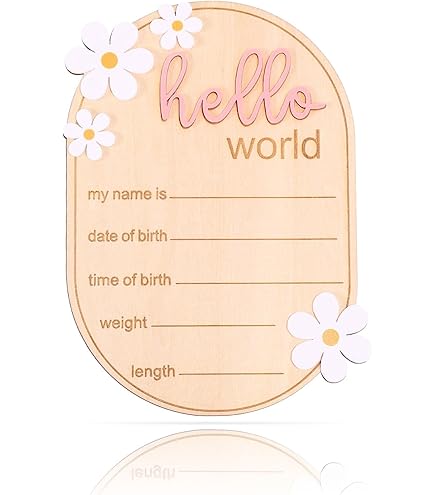 Panneau D'annonce Naissance Bébé En Bois Personnalisable – Prénom, Date, Poids – Parfait Pour Les Photos Et La Chambre – Marron