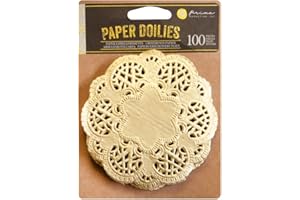 Prima Marketing Doilies de Papel de 10 cm, 100 Unidades, Redondas, Doradas, Materiales sintéticos, Multicolor, 0.63 x 10.79 x 15.24 cm