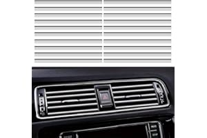 20 Stück Youzzei Auto Lüftungsschlitz Dekoration, 20CM DIY Car Air Vent Decoration, PVC Auto Deko Innenraum Lüftungsgitter Innenausstattung Streifen für die Meisten Lüftungsschlitze (Silber)