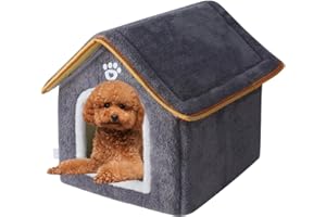 Galatée Casa para Perros, Cueva para Gatos Cálida y Acogedora para Interiores, Lindo Gato Perro De Peluche Lavable Igloo, Cómoda Casa para Mascotas para Cachorros, Gatitos y Conejos(XL, Gris)