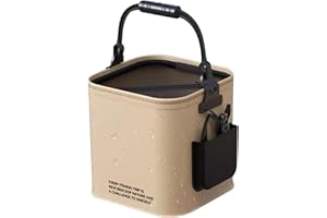 EURNHRN Seau de pêche, seau à poisson pliable de 14 L, seau à appâts étanche avec couvercle en maille à fermeture éclair, seau à ménés portable pour stocker des articles d'extérieur pour poissons vivants