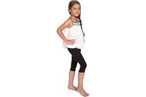 SOFTSAIL Girls' 3/4-Length Capri Trousers Made of Cotton Children's Sports Trousers Dance Trousers Breathable Soft Elastic Sports