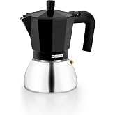 Monix Induction Inox | Italian Coffee Maker 9 Cups, Black | Aluminium and stainless steel, 9 cups capacity, thermo-resistant