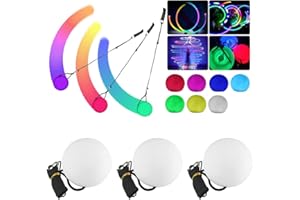 LED Poi Balls, 3 Poi Lumineux avec Irisation et Effet Stroboscopique, EBKCQ LED Poi Jonglage pour Débutants et Professionnels, Balles Poi LED Jonglage pour Enfants et Adultes