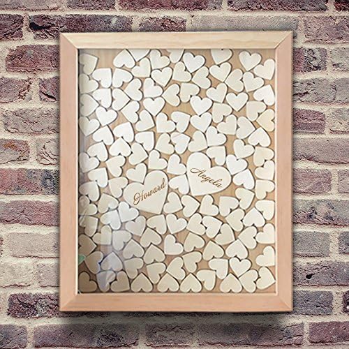 Custom Alternative Rustic Personalized Wedding Guest Book Drop Box Unique Guestbook Wedding Decor 30x40 CM with 120 Pcs Wooden Hearts