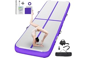 FBSPORT Inflatable Gymnastics Mat 1/2/3/4/5/6 M Tumbling Mat 10/15/20 CM Thick with Electric Air Pump for Home Gym Yoga Pilates Water Fun