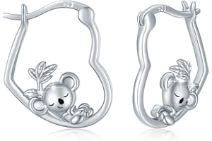 JFASHOP Orecchini Koala da donna, orecchini a cerchio con cuore in argento sterling 925 simpatico animale ipoallergenico Koala Huggie orecchini gioielli regali per donne ragazze bambini