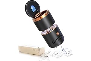 StoreBao Cenicero de coche con aspiradora portátil y luz LED de respiración colorida, velocidad del viento ajustable, carga Type-C (Dorado)