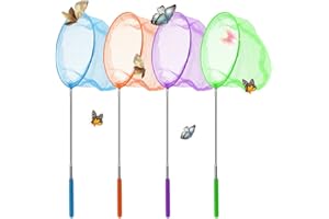 WACH AUF YMDZ 4 Pcs Butterfly Fishing Net Extendable Garden Set Children's Insect Catching Fish Net Colorful Nets Outdoor Tools (14.5 to 33.8in)