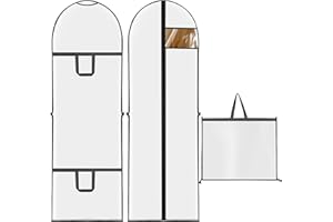 YSWOVUO 2 Pezzi Custodia Porta Abiti Lungo, Custodie per Abiti con Cerniera 180×60cm, Pieghevole Borsa Porta Abiti con Finestra per Cappotti, Giacche, Antipolvere Custodie da Viaggio, Bianco