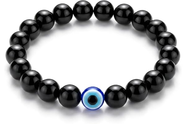Obsidian Aura Evil Eye Beaded Bracelet