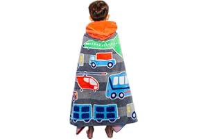 BANGSAUR Children's Hooded Bath Beach Towel, 100% Cotton 50"x30" Wrap, Kids Toddlers Girls Boys 3-12 Years Coverup(Aircraft)
