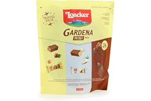 Loacker, Gardena Fingers Mix, 5 Strati di Cialde di Wafer Farcite con 3 varianti di Crema alla Nocciola, Cocco e Cioccolato, Travel Pack, 1 Confezione da 26 Snack Monoporzione