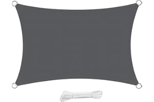 swift Sun Shade Sail 3m x 5m Rectangle HDPE Breathable 98% UV Block 3x5 Meter Sunscreen Awning 5x3 Rectangular Canopy Sail Shades for Garden Outdoor Patio with Free Ropes, Anthracite