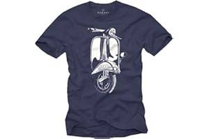 MAKAYA Moto Accesorios - Camiseta Hombre Manga Corta Algodon - Vintage Scooter PX