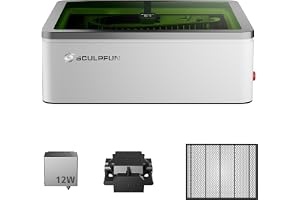 SCULPFUN E1 12W lasergraveringsmaskin, klass 1 kapslad lasermaskin | Lasergravering med intelligent kamera, luftassistans, bikakeplatta, CoreXY 600 mm/s, för DIY trä läder och över 300 material