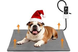 BECEMURU poduszka grzewcza dla zwierząt domowych dla kota i psa 75x45cm, 6 regulowanych temperatur i 4 regulowane timer, regulowana elektryczna poduszka grzewcza z antygryzącowym kabelem z owijaczem