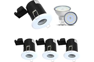 Wondlumi 4X Fire Rated GU10 Downlights, White IP65 Spotlights Recessed Ceiling Lights for Bathroom 240V Cool White 6000K, Cutout Ø74-83mm
