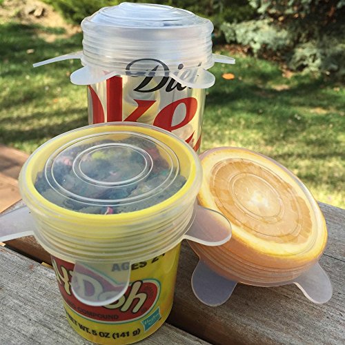 Anpro 7 Stück Silikondeckel Dehnbare Frischhalte Deckel Verschiedenen Größen Silikon deckel Set für Gemüse, Becher, Töpfe, Tassen, Obst - 8