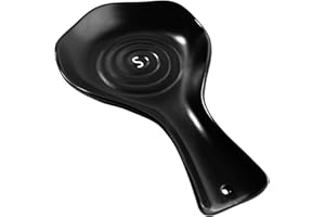 Karisky Spoon Rest for Stove Top, Large Ceramic Spoon Holder for Counter, Cooking Spoon Holder for Utensils, Coffee Spoons, Spatula, Ladle, Tongs, Black