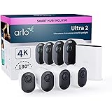 Arlo Ultra 2 Telecamera WiFi Esterno Senza Fili, Telecamera WiFi Interno, 4K UHD, Sirena Allarme Casa, Sensore Di Movimento, 