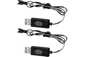 AMZZN 2 Cables de Carga USB de 7,2V con Conector SM-2P para excavadoras RC Camiones Tanques vehículos de ingeniería de Coches RC 7,2V NiCd o NiMH o Lipo Cargador USB