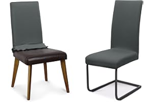 ‎BEAUTEX BEAUTEX Stuhlhussen Sets, elastische Stretch Husse Jersey Baumwolle Sitzbezug für Stuhl - 4er Set, Farbe: Dunkelgrau