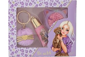 Depesche Depesche Depsche 12084 TOPModel Lilac Leo Love - Beauty-Set in lila Leo-Print, mit pinkem Lidschatten im Döschen und rosa Lipgloss mit Plüsch-Anhänger
