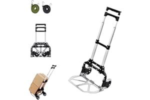Carrello Pieghevole Portata 125kg, Nastarki Carrello Portapacchi in Alluminio, Carrello Portaspesa con 2 Corde di Espansione, Maniglia Telescopica per Casa shopping Ufficio e Viaggi