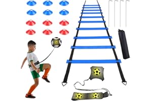 Piashow Accesorios de Entrenamiento de fútbol Escalera de coordinación para niños Escalera de Entrenamiento, escaleras de coordinación de 6M para fútbol con 12 Conos Juego de Entrenamiento Accesorios